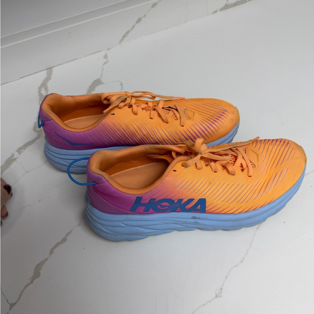 Hoka One Rincon 3 Orange and Pink Running Shoes